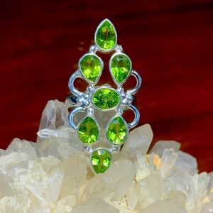 Solid sterling silver Victorian Peridot Ring